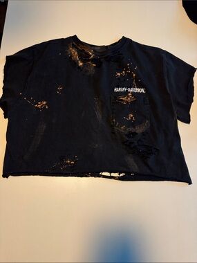 Harley-Davidson Black Tee with Rust Splatter